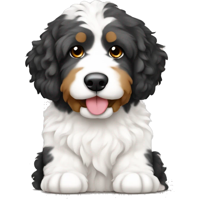 white bernedoodle with tan spots sitting  emoji