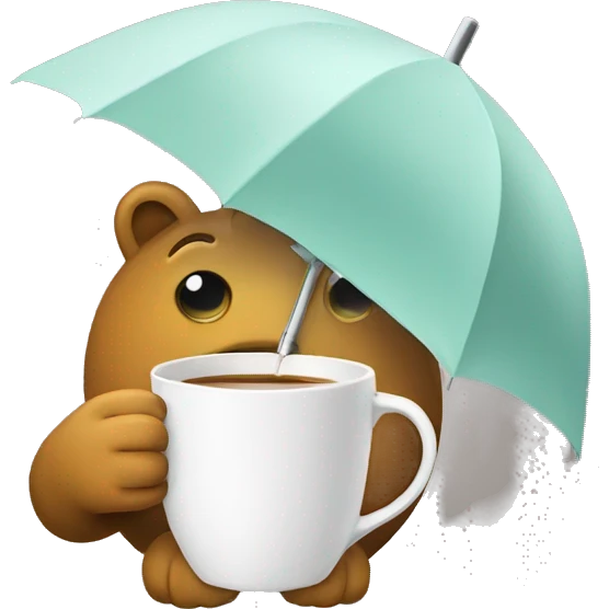 drinking tea with umbrella emoji