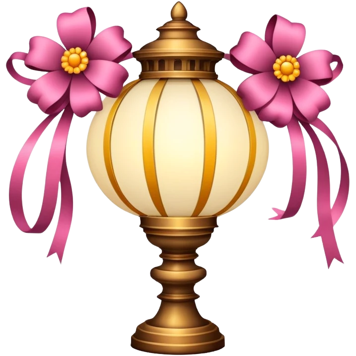 May Day celebration lamp with flowers and ribbons emoji