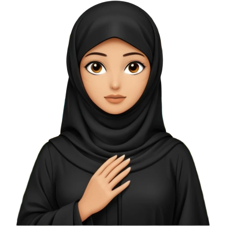 A beautiful woman in a modern black abaya and niqab, only her stunning eyes are visible. Standing in an outdoor garden with palm trees. Realistic photo, natural light, soft focus background. emoji