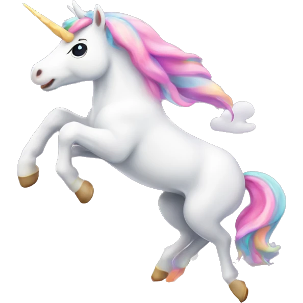 Cute kawaii unicorn jumping over a rainbow  emoji