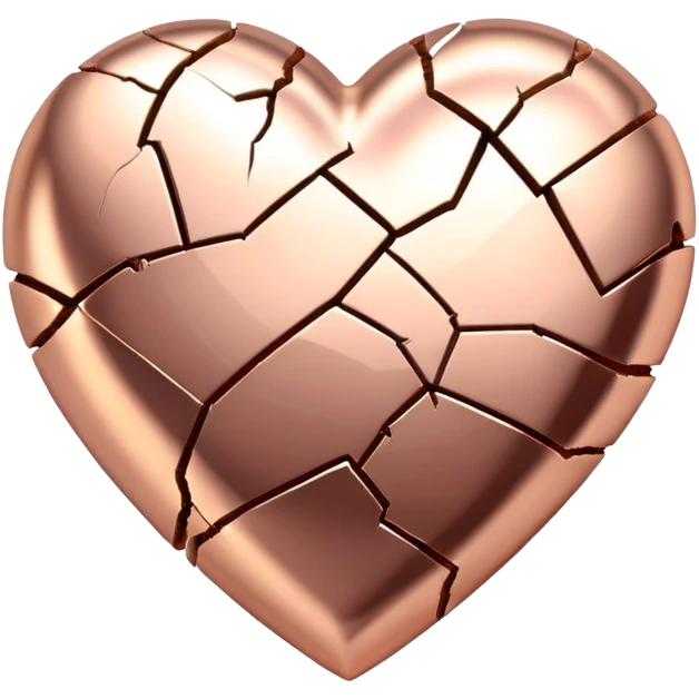 Rose gold heart with a cracked broken design emoji