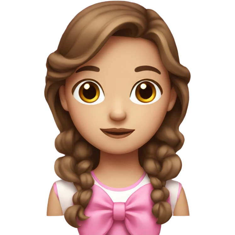 brown hair girl with pink bow emoji