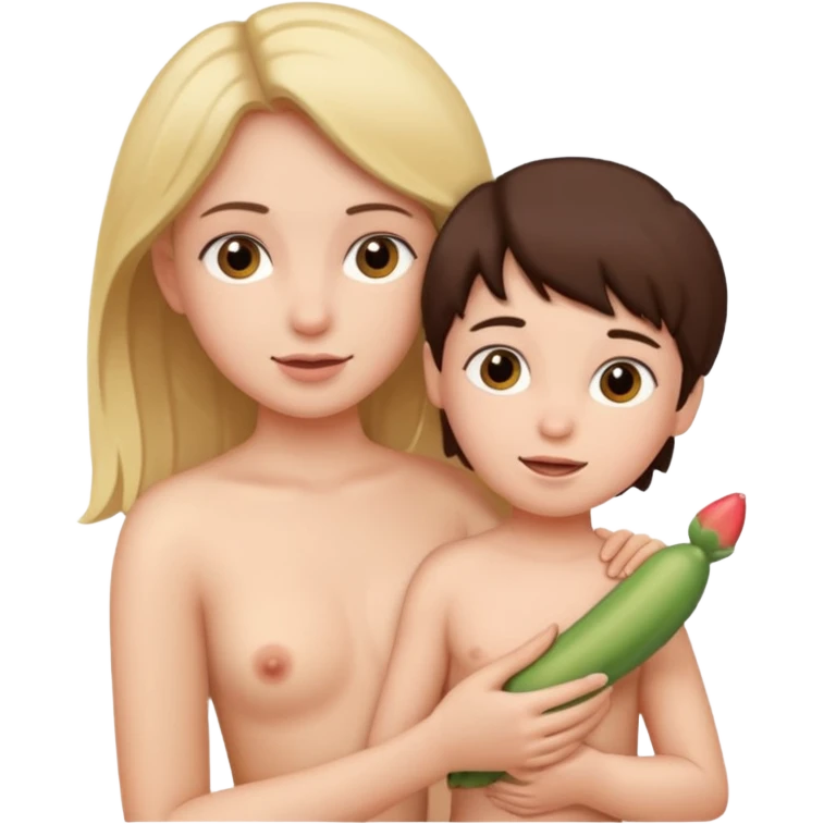 Sexy big boobs girl hold nude boy penish emoji