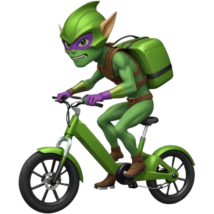 A green goblin on a Surron e bike emoji