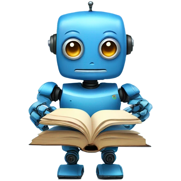 cute robot holds a blue book emoji