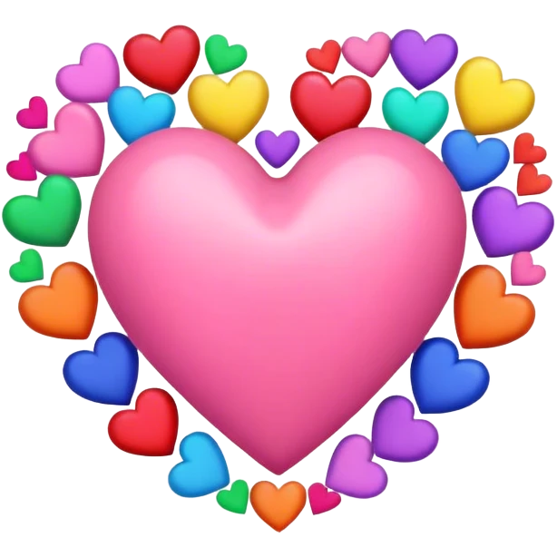 pink heart surrounded by smaller colorful hearts emoji