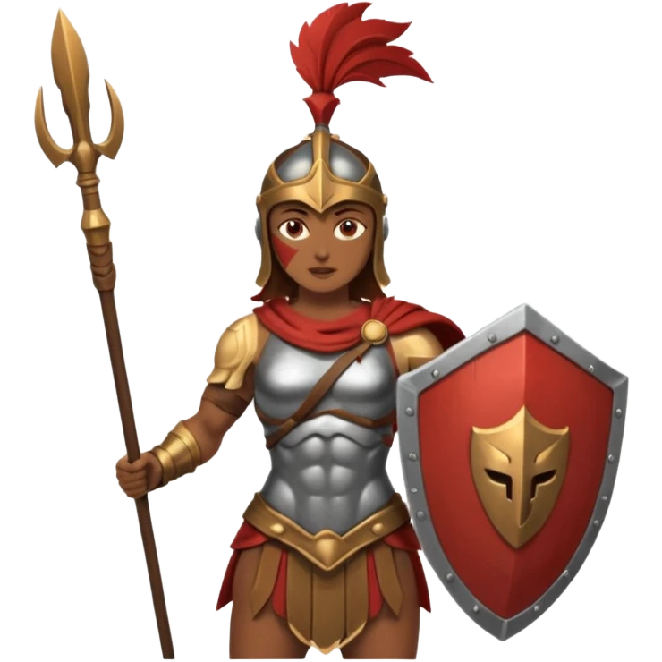 woman spartan warrior holding spear and shield emoji