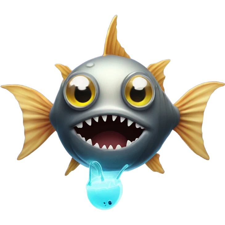Anglerfish with glowing lure, sharp teeth, and big eyes. emoji