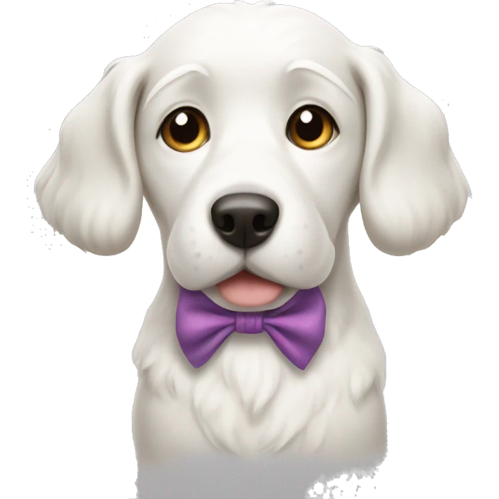 white dog with a bow on its head emoji