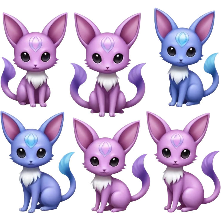 Shiny Glossy Smooth Soft Silky Cute Espeon-Mew-Amaura-Delcatty-Pachirisu-fusion emoji