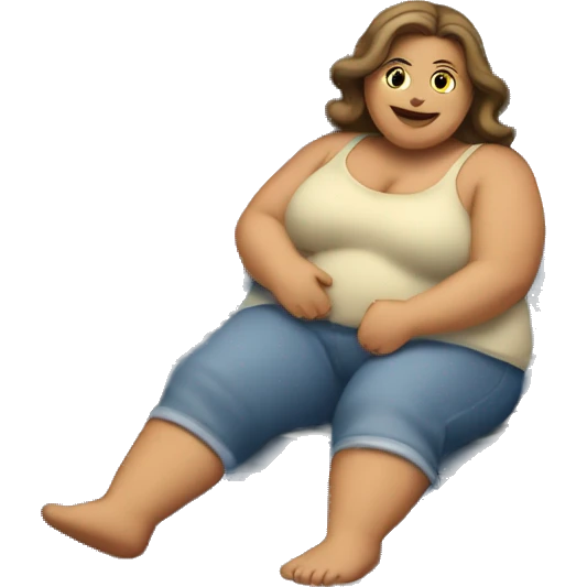 Extremely chubby woman sitting in the truck bed of a 2006 Chevy sliverado  emoji