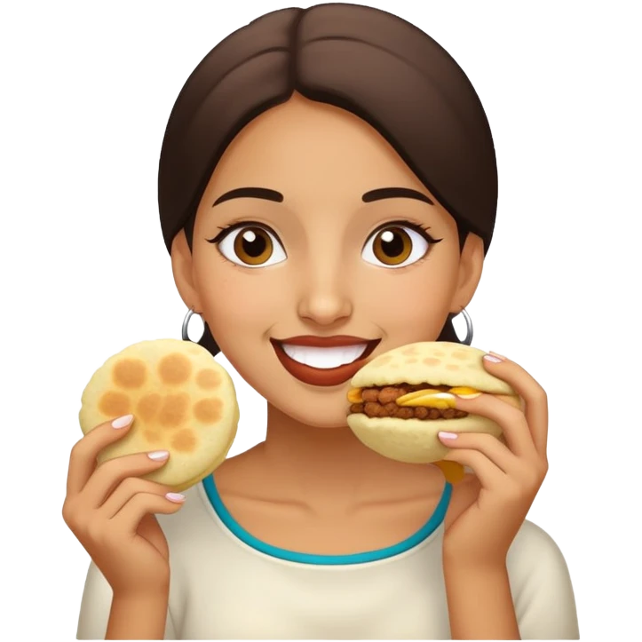 Girl eating arepas emoji