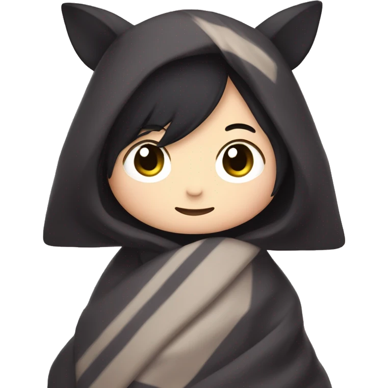 Kuromi with a blanket wrapped around her emoji