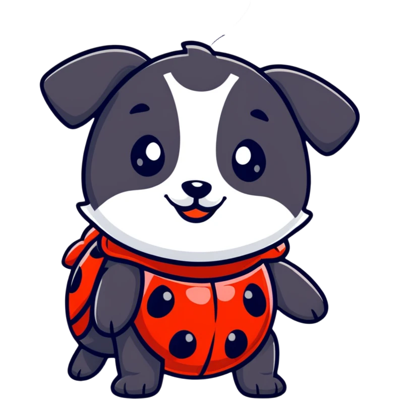 cute puppy in a ladybug costume emoji