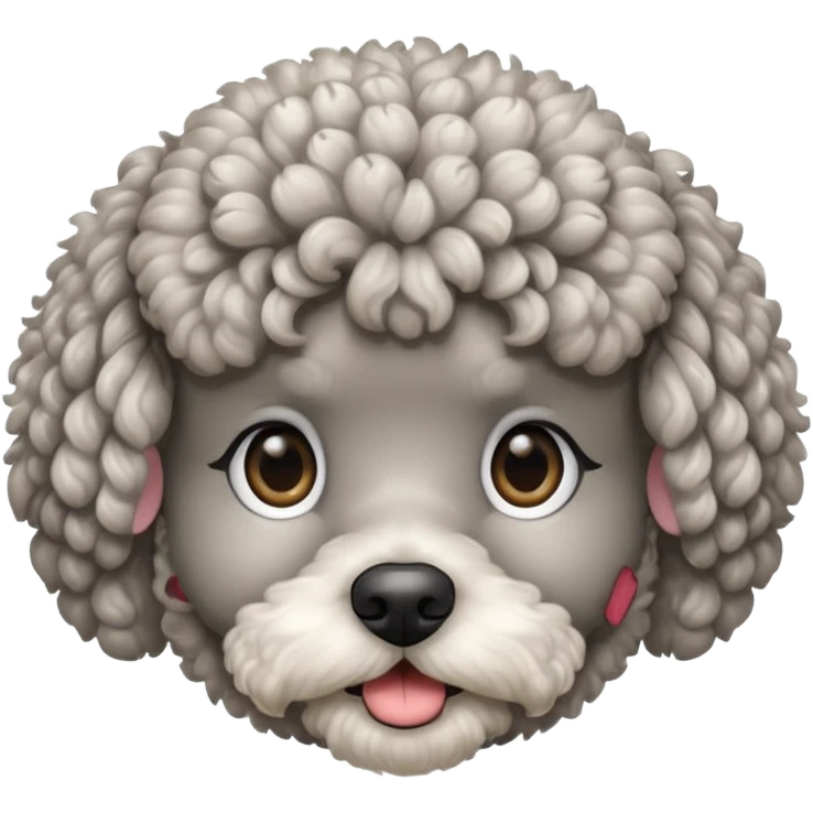 fluffy gray miniature poodle face emoji