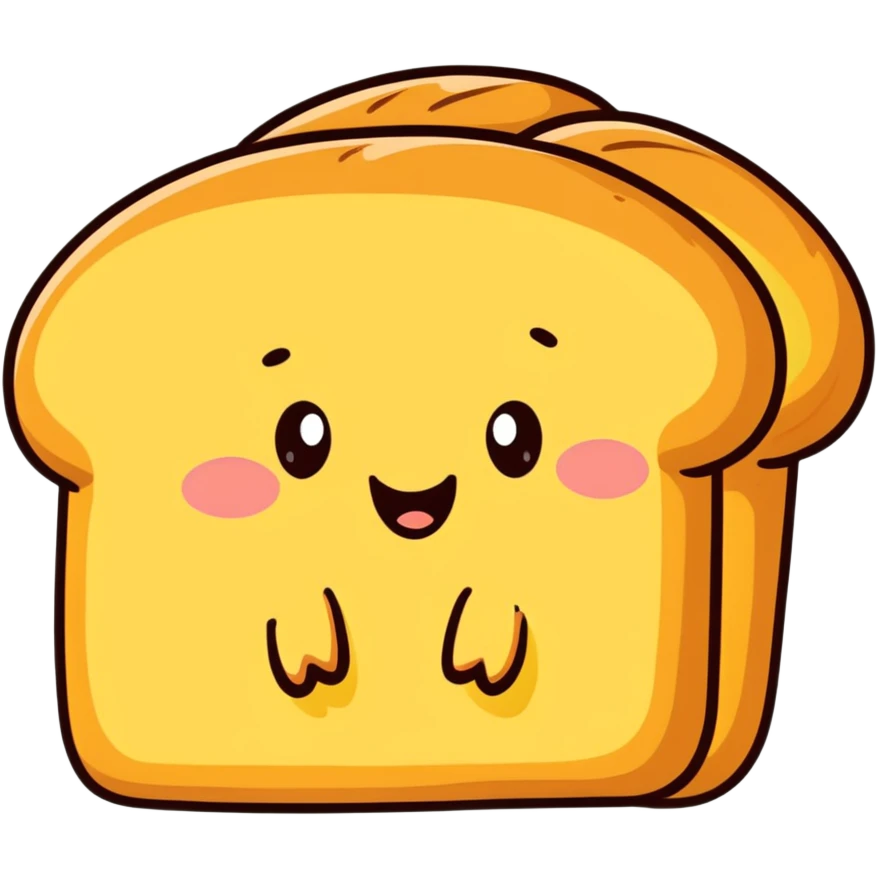 cute bread with happy face emoji