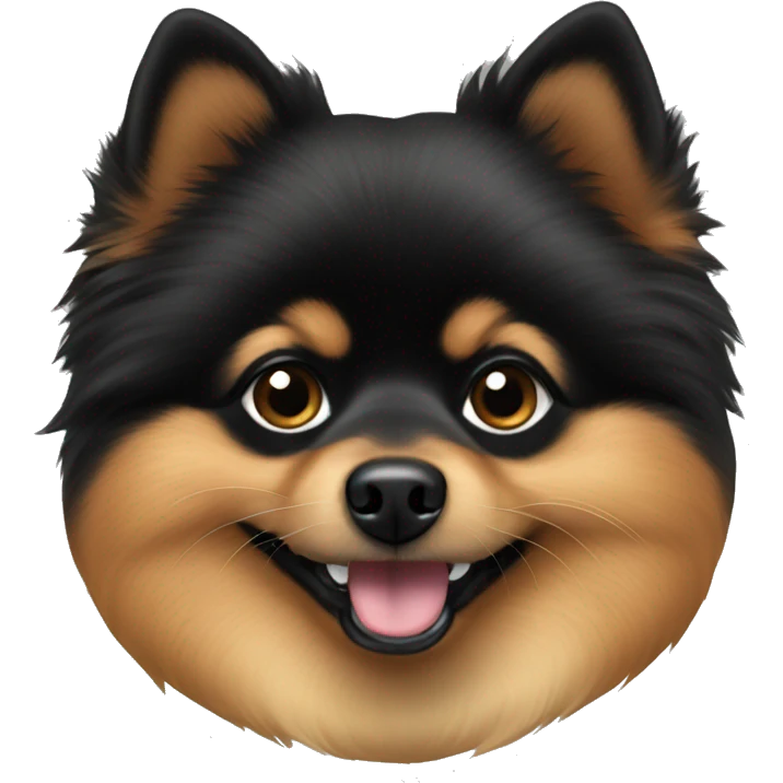 The muzzle of a small black and tan pomeranian emoji