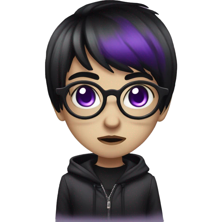 Goth black hair glasses purple eyes cute skinny  emoji