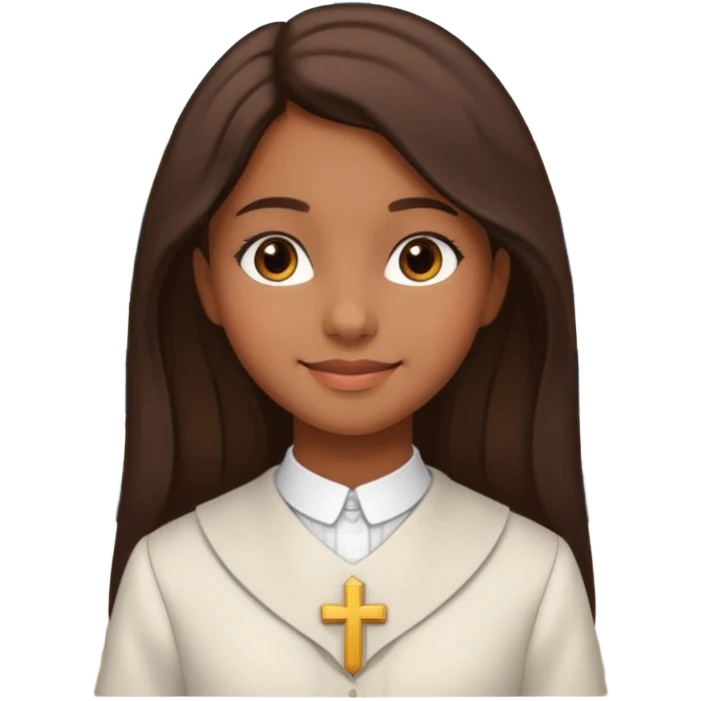 Mujer morena adolescente super elegante con ropa de ir a la iglesia emoji