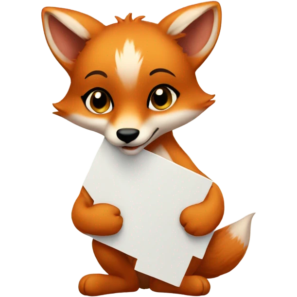 Baby fox with a blank sign emoji