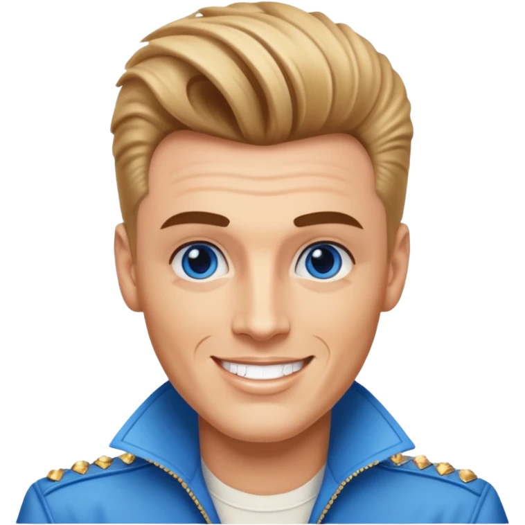 Vanilla Ice with blue eyes, light brown Elvis hairstyles emoji