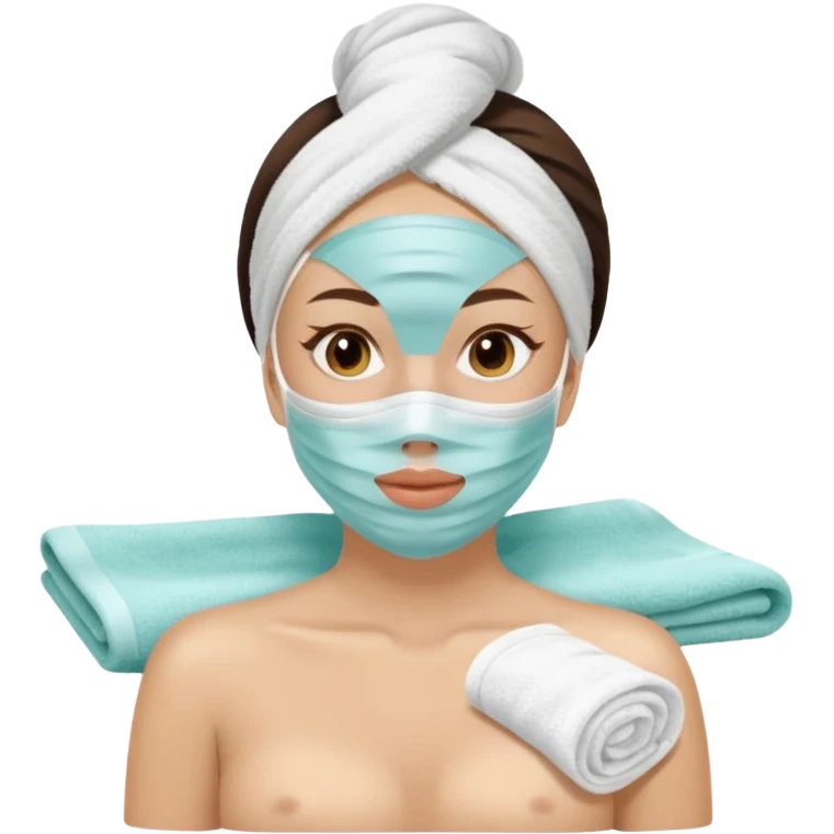 Lady with face mask spa beauty full face relaxing hot emoji