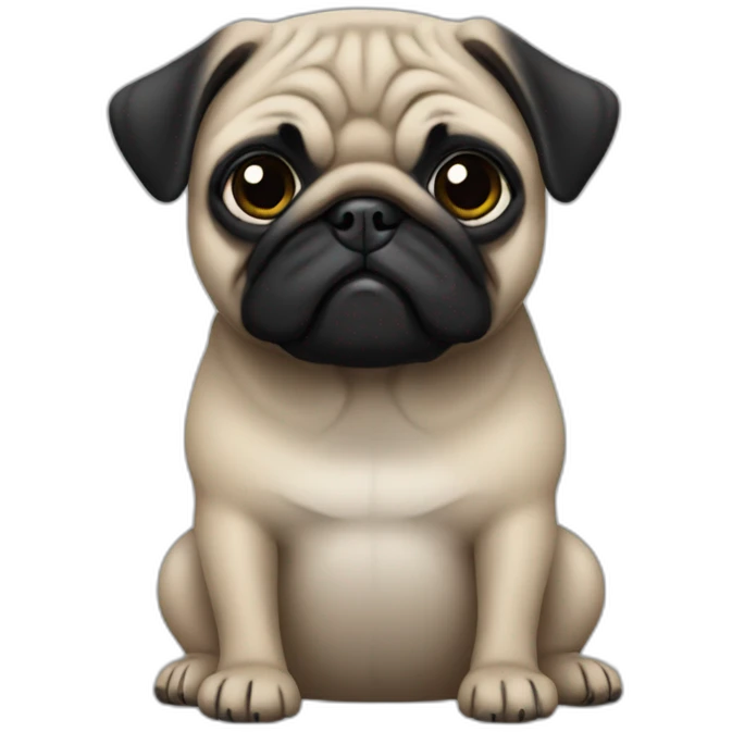 pug wearing a black t-shirt emoji