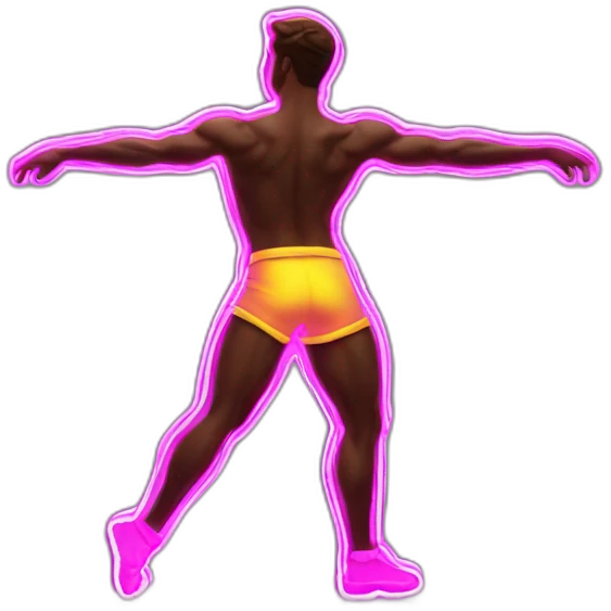  male dancer neon sign booty emoji