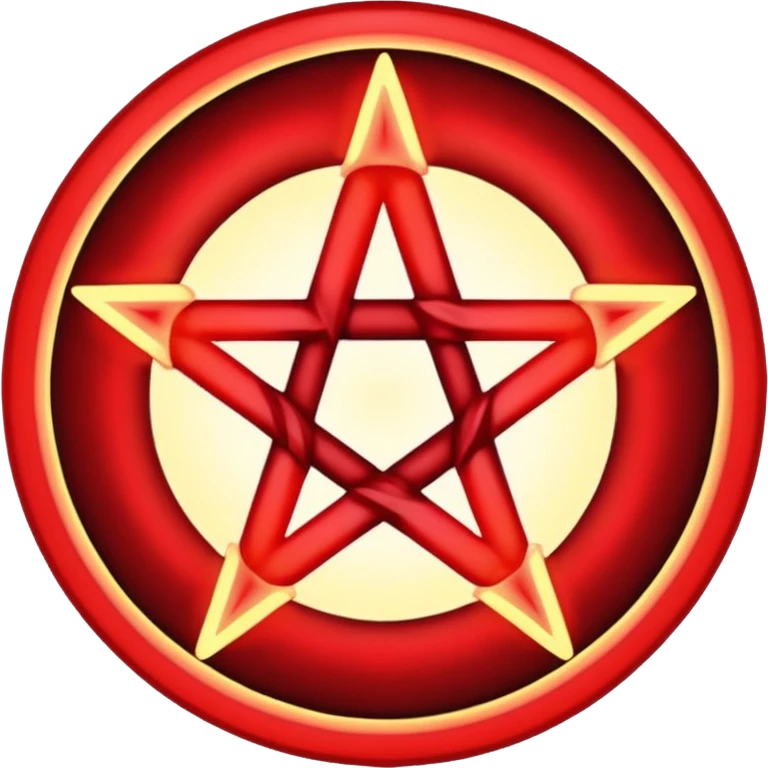 Inverted, encircled pentagram, red emoji