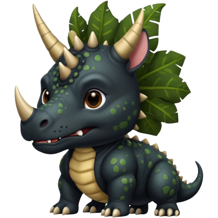 Black pibull dressed as a triceratops black emoji