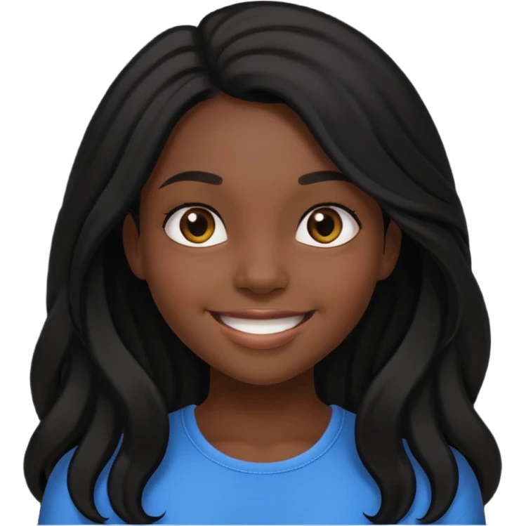 Black  girl black long hair emoji