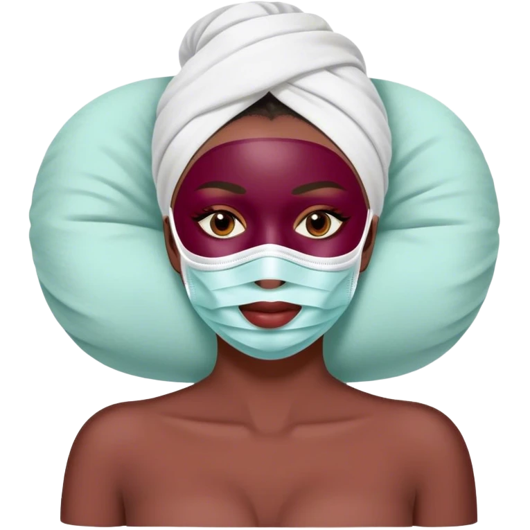 Lady with face mask spa beauty full face relaxing Burgundy emoji