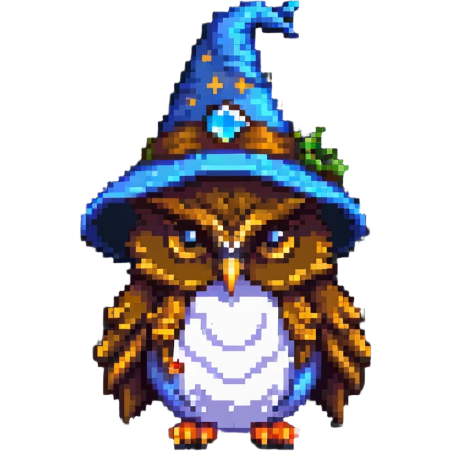 Owl with a wizard hat emoji