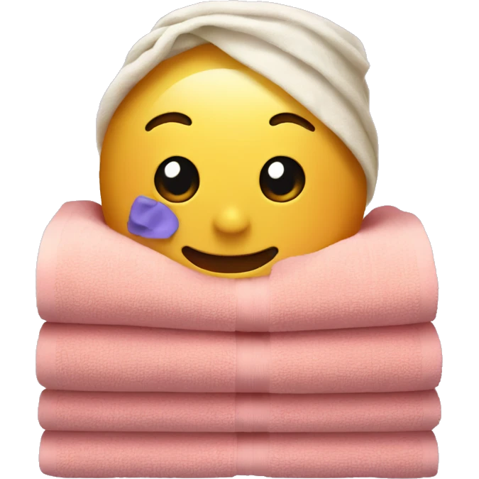 Blushing emoji with spa towel emoji