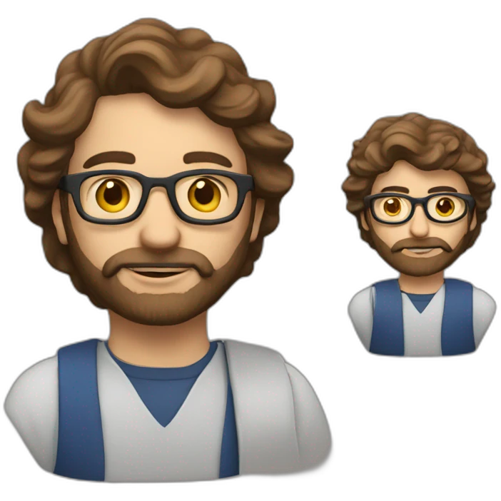A settled man with brown hair, glasses, a beard and a sibyl emoji