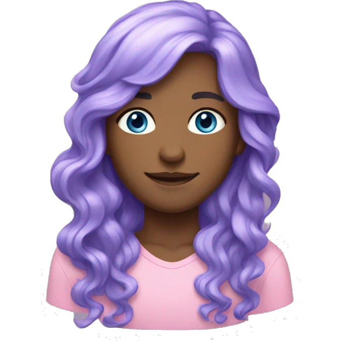 Fair with long wavy hair , blue eyes , pink lavender hair, freckles  emoji