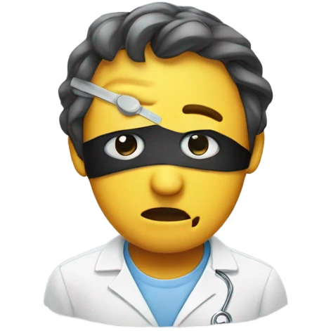 classic emoji looking sad with a medical eye patch on one eye  emoji