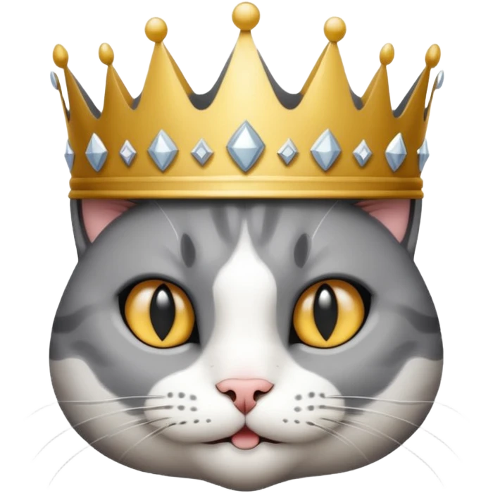 Cat Grey, White, black. With a crown emoji