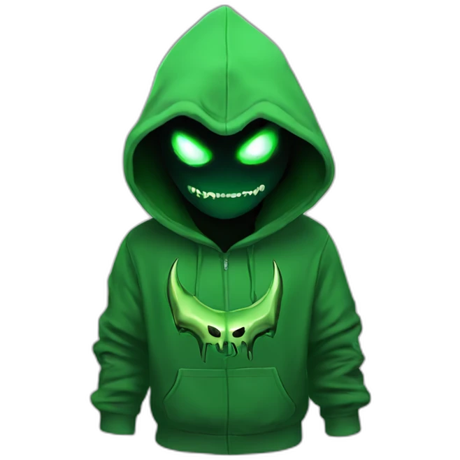 Dominus Green hoddie with demon eyes emoji