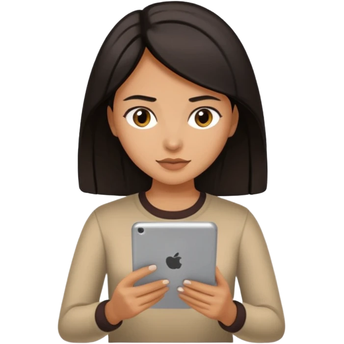 dark hair woman reading a tablet emoji