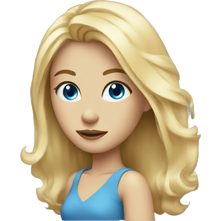 blonde girl portrait Blue eyes shoulder lenght hair  emoji