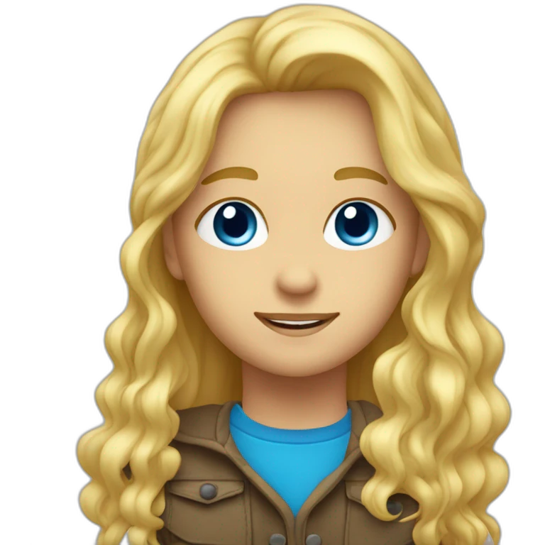 Garcon blond avec de long cheveux et des yeux bleu emoji