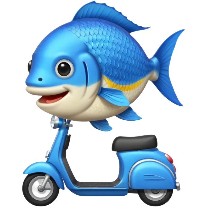 Fish riding a scooter emoji