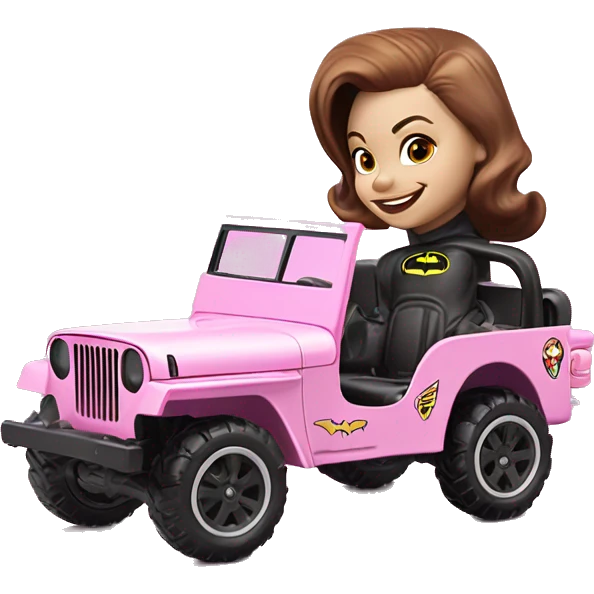 Cute Evil Batgirl 1942 Willy’s light pink army jeep hot wheels  emoji