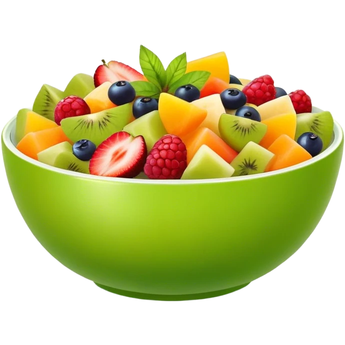 green bowl of Fruit salad front view emoji