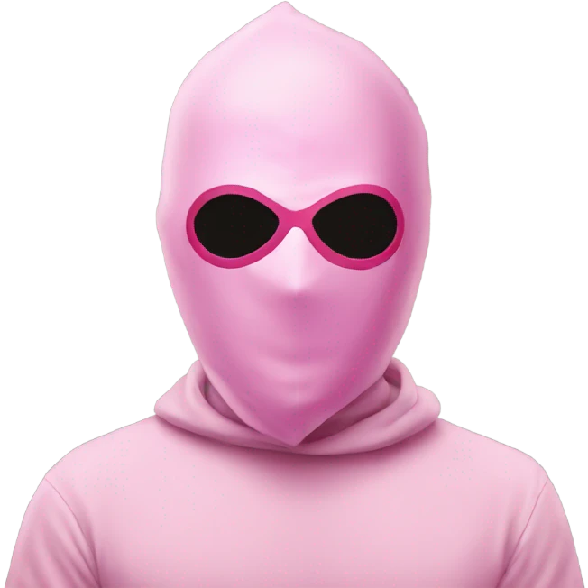 Pink masked man with circle on his mask emoji