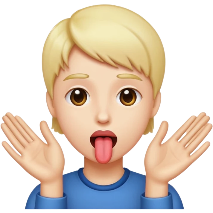 Tongue sticking out and hands to the side  emoji