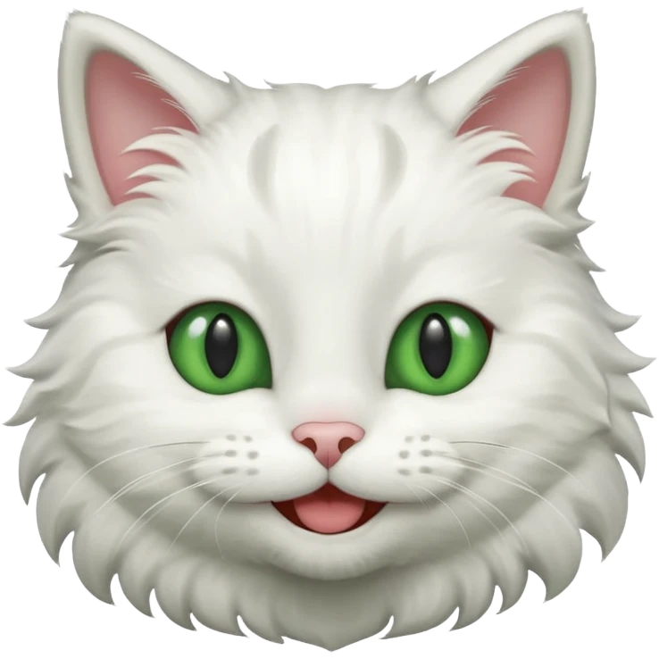 Realizar emoticonon de gato blanco con gris solo carita sonriendo muy feliz ojos grandes de color verde emoji