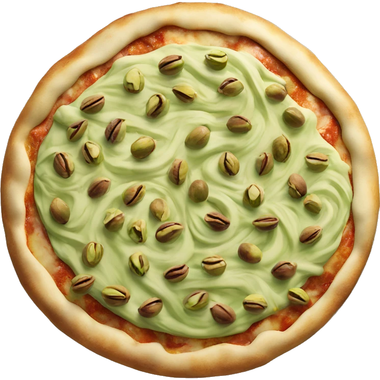 Pistachio flavored pizza with a swirl of brown frosting in the center emoji
